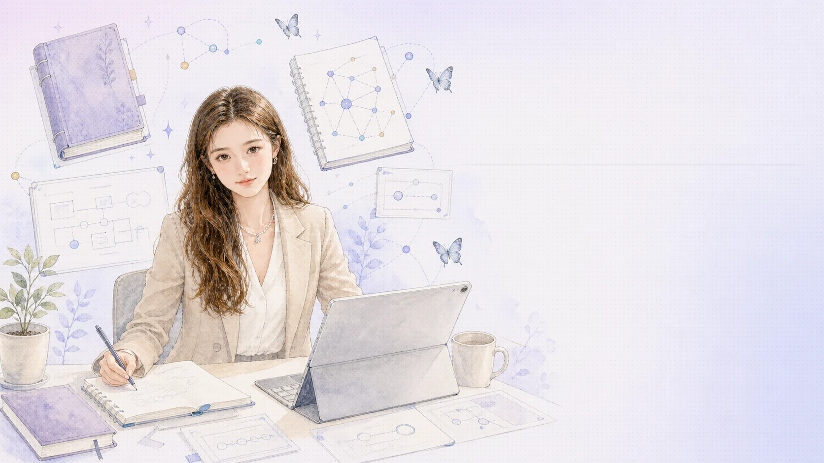 晋佳莉 AI 产品经理手绘人物画像工作台主视觉